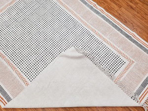 Alfombra de algodón con estampado de bloques, alfombra India hecha a mano, alfombra decorativa Dhurrie para sala de estar - Product Image 6