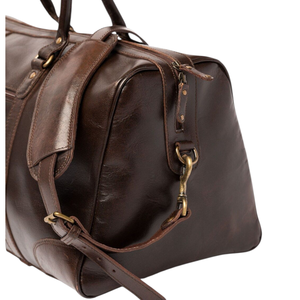 Sac de sport unisexe en cuir véritable marron, léger et durable, doublure en toile luxueuse - Product Image 5