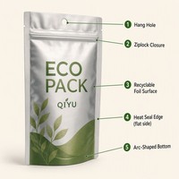 Pochette en papier kraft 100 % recyclable Puropak, conçue sur mesure, épaisseur 5 mm, impression numérique, fermeture éclair supérieure, pour aliments pour animaux de compagnie