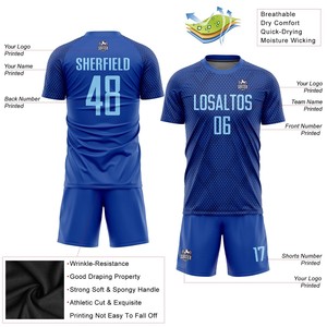 ชุดเสื้อฟุตบอลแบบแห้งเร็วชุดเสื้อยูนิฟอร์มฟุตบอลสีฟ้าสีเหลือง - Product Image 5