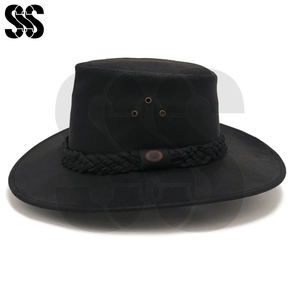 Chapeau en cuir occidental décontracté pour homme, de haute qualité, réglable, noir, pour usage extérieur et équestre, personnalisable, chapeau d'équitation - Product Image 2