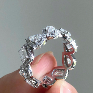 4.00กะรัต VVS มรกต & ลูกแพร์ตัดในห้องปฏิบัติการปลูกเพชรแฟนซีเครื่องประดับงานแต่งงานแบบเต็มชั่วนิรันดร์14K ทองคำขาว - Product Image 2