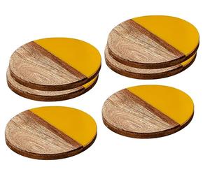 Dessous de verre en bois et résine pour Table basse rond absorbant moderne bois d'acacia coussin isolant sous-verres tasse bois résine dessous de verre - Product Image 4