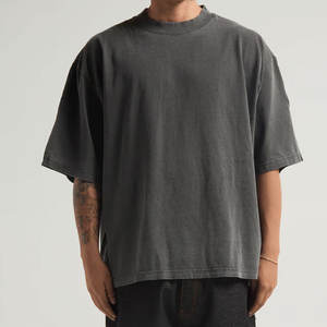 T-shirt en coton surdimensionné pour hommes, manches courtes, col ras du cou, poche solide, hauts d'entraînement basiques - Product Image 3