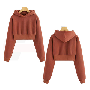 เสื้อครอปฮู้ดดี้ผู้หญิงผ้าฝ้ายแท้ 100% คุณภาพสูงแบบสั่งทำพิเศษ - Product Image 1