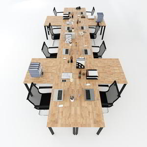 Escritorio Modular en Forma de L de 8 Piezas, Sistema de Conexión Ovalado, Madera de Caucho, Motor Dual Automático, Muebles de Oficina Tradicionales y Modernos - Product Image 2