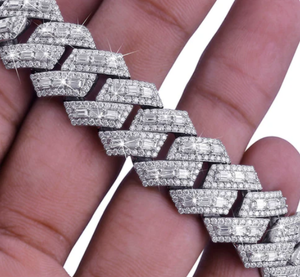 Collar de Plata de Ley con Dijes de Moissanita VVS1 Estilo Hip Hop, Pasa el Test de Diamantes, Cadena Cubana Zigzag Completamente Engastada - Product Image 4