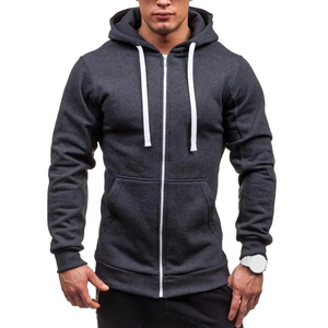 Sweat à capuche pour homme à manches longues avec fermeture éclair et manchette élastique douce et chapeau chaud Manteau et sweat-shirts d'automne - Product Image 3