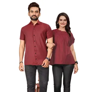 Pareja que presenta la camisa para hombre y la Túnica femenina Combo para la temporada de festivales - Product Image 1