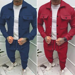 Conjunto de Dos Piezas de Moda Masculina para Invierno, Grueso y Cálido, Traje Formal, Abrigo de Manga Larga, Pantalones Largos, Sudadera con Capucha, Ropa Deportiva 100% - Product Image 3