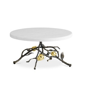 Soporte de pastel de mármol atractivo y hermoso al por mayor con base de metal dorado para decoración de fiestas, plato de pastel tipo herramienta - Product Image 5