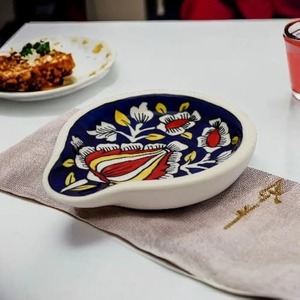 Soporte para cuchara de cerámica pintado a mano y Clips para ollas, soporte para utensilios de cocina con estampado blanco y azul, vajilla, soporte para cubiertos para cocinar - Product Image 2