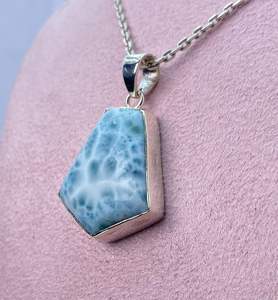 Colgante Larimar de Plata-Joyería Larimar Azul Natural-Hermoso Colgante Regalo para Ella o Mamá - Product Image 4