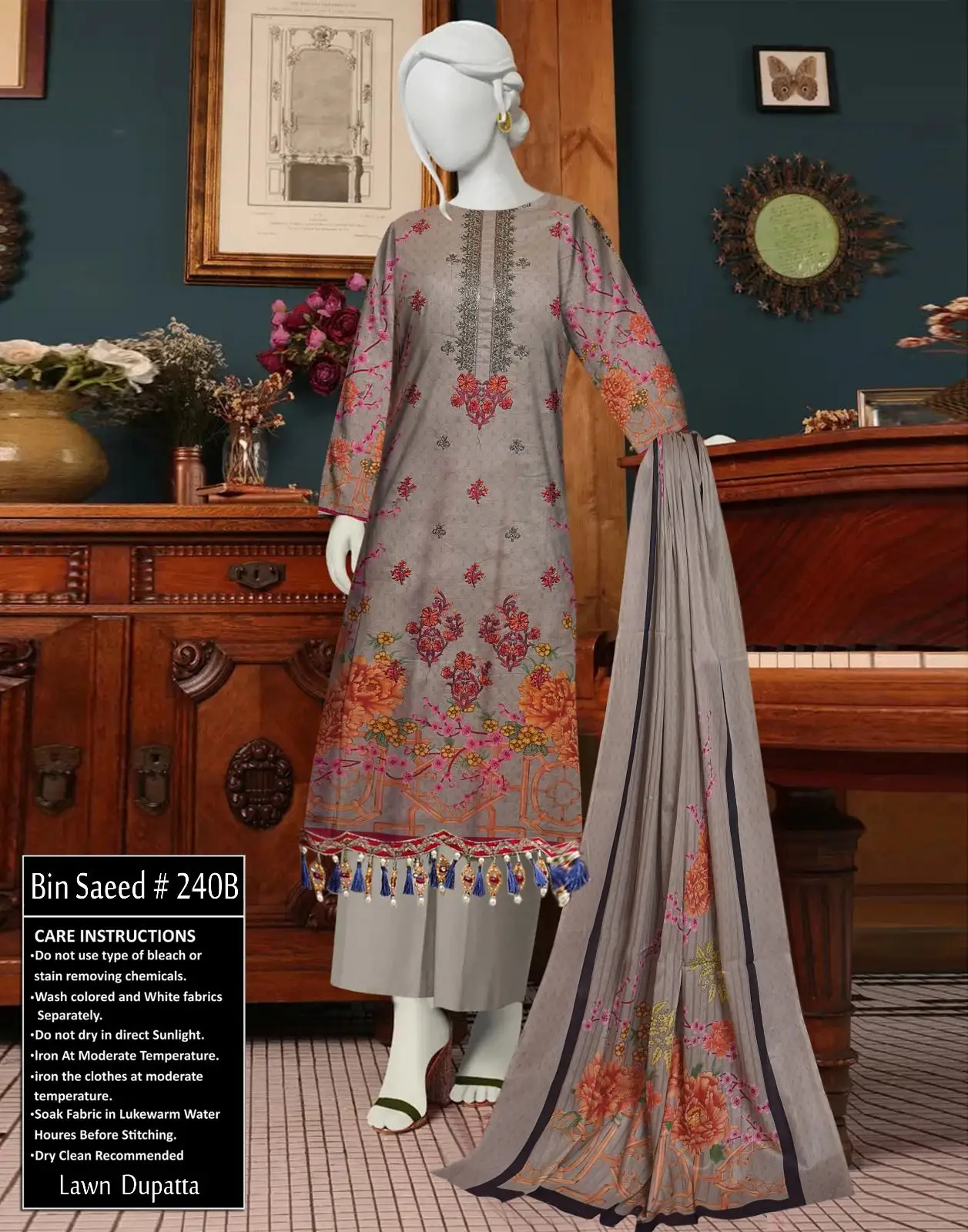 Bin Saeed Pakistani Brand Dresses Embroidered work summer lawn collection 2023 paypal accepted