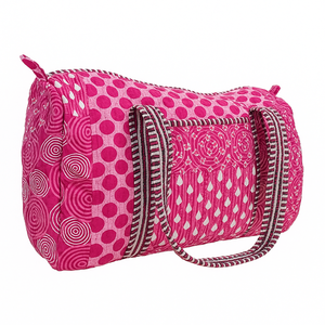 Sac de voyage tactique en coton matelassé imprimé à la main, imprimé tribal lumineux |   Sac à bandoulière de sport et de yoga |   Durable, grande capacité - Product Image 1