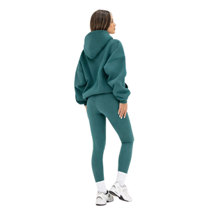 Sudadera Extra Grande para Mujer, 50% Algodón, 50% Poliéster, Verde Oscuro, Estilo Urbano, Hombros Caídos, Corte Holgado, Moda de Invierno - Product Image 3
