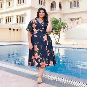 Robe en coton imprimé bloc à la main indienne nouvelle tenue d'été décontractée à la mode avec tour de taille naturel de style doux pour le cadeau de la Saint-Valentin - Product Image 2