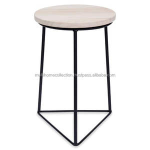 เก้าอี้สตูลกลางแจ้งในร่มฐานกลมทำจากไม้รูปทรงเรขาคณิต - Product Image 3