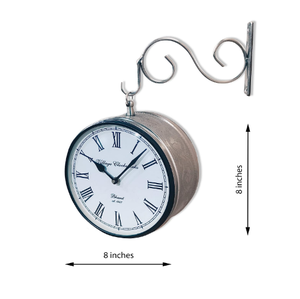 Ak Laiton Luxe Métal Argent Horloge Murale Vintage Gare Horloge Murale Pour Bureau Gym Enfants Chambre et Salle de Classe Cadran 8 Pouces - Product Image 2