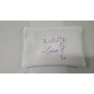 Bolsa de tela de algodón bordada con cierre de cremallera - Product Image 1
