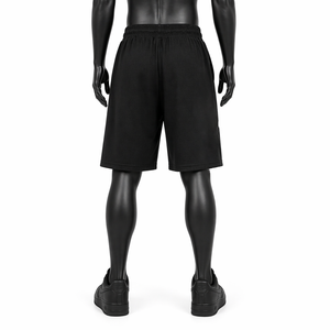 Shorts décontractés pour hommes personnalisés, noirs, style streetwear, en coton molletonné, avec imprimé graphique gothique, taille élastique, OEM ODM - Product Image 2