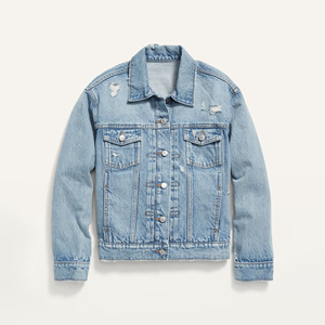 Vente en gros Vestes en jean courtes bleues Vestes en jean délavées vintage à la mode pour femmes - Product Image 5