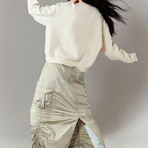 New Fashion Sweat Suit Custom Embroidery Crew Neck Long <b>Sleeve</b> <b>Crop</b> <b>Top</b> Women Sweatshirts - Product Image 2