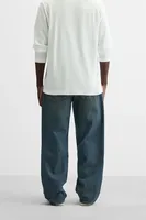 Jean baggy en denim pour homme, coupe ample et oversize, style vintage déchiré, coupe droite, délavage foncé, imprimé, style streetwear, coloré