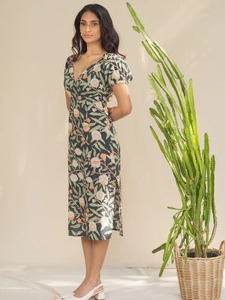 ชุดเดรสยาวทำจากผ้าฝ้ายแบบบล็อกจับสำหรับเจ้าสาวในงานแต่งชุดฮันนีมูนของขวัญฤดูร้อนชุดเดรสพิมพ์ลายดอกไม้สำหรับเป็นของขวัญสำหรับเธอ - Product Image 3