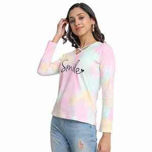 Camiseta de Algodón con Cuello Redondo Personalizada 2025 para Mujer, de Alta Calidad, Deportiva, Lisa, con Estampado Acid Wash, Manga Corta, Tallas Grandes, con Botones, Transpirable para Verano - Product Image 2