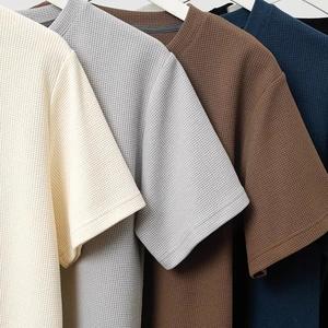 Men's <b>Waffle</b> Fabric Cotton T-<b>Shirt</b> with Custom Printed Letter Pattern Blank Design Oversized Fit - Product Image 6