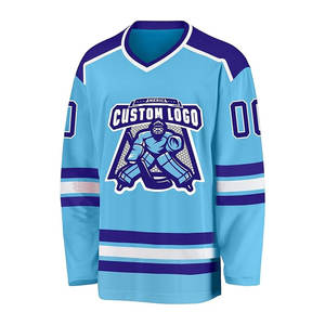 Maillots de hockey unisexes Lesam Sports 2026, vente chaude, personnalisables, blanc royal et bleu clair, polyester/coton durable - Product Image 6