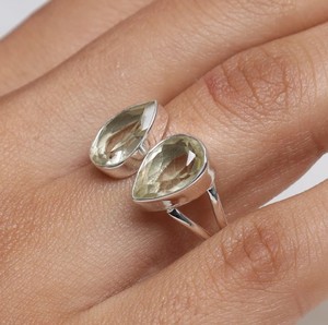 แหวนเพชรพลอยอเมทิสต์สีเขียวแบบเหลี่ยมเพชรพลอยสีเงินสเตอร์ลิงสำหรับงานแต่งงานผู้หญิงขายส่ง925 - Product Image 4