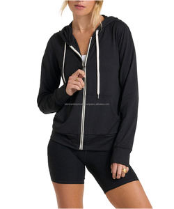 Sweat à capuche en tissu éponge pleine longueur de haute qualité pour femmes Style de Sport d'hiver nouvelle fermeture éclair haut avant Logo cordon de serrage pour la course d'automne - Product Image 5