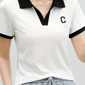 Camiseta de mujer de alta calidad cuello redondo moda sólido personalizado mujer bordado camiseta mujer suelta mujer manga larga - Product Image 2