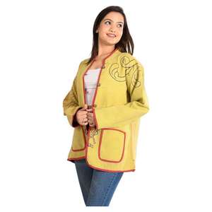 Veste en coton Vintage fabriquée à la main pour femmes imprimé bloc indien Style Boho matelassé longue longueur réversible Design tenue décontracté - Product Image 1