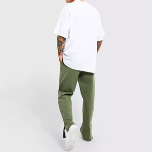 Premium hommes vert évasé côté coupe pile pantalons de survêtement élastique cordon coton blanc Flare pantalons de survêtement teints à la perfection - Product Image 3