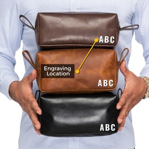 Leather Hanging <b>Wash</b> Cosmetic Bag Grooming Unisex Groomsmen Gifts Toiletry Christmas Gift TYG-0013B - Product Image 6