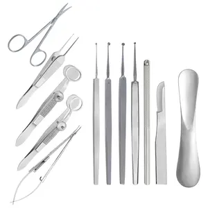 Chirurgie au chalazion Kit ophtalmique Ensemble oculaire Vitrectomie Blépharoplastie Micro instruments chirurgicaux lot de 13