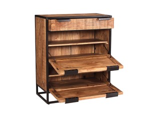 ตู้รองเท้าดีไซน์ทันสมัยทำจากไม้มะม่วงสีธรรมชาติมีกรอบกันลื่นสีดำทันสมัยสำหรับบ้าน - Product Image 2