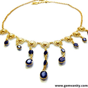 Ttractive 925 Sterling ililver Old antiguo lado rendy ninique lulue apapphire 90 emstone 90 cms. Eckong in eckeckecklace - Product Image 2