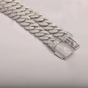 Collier Hip Hop en argent sterling 925, chaîne cubaine de 15 mm avec diamants VVS, pour hommes - Product Image 4