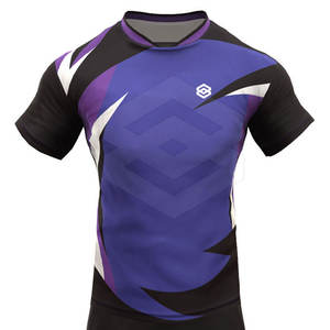 2024 últimos conjuntos de Rugby transpirable de secado rápido 100% poliéster manga corta con cuello en V uniforme con logotipo personalizado tarifa al por mayor para la venta - Product Image 3