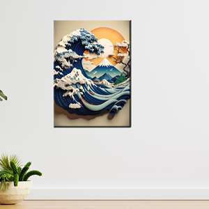 Tableau sur toile imprimé « La Grande Vague » - Décoration d'intérieur abstraite moderne, encadré style galerie - Product Image 1