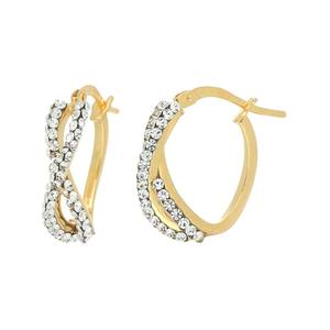 Pendientes de Alta Calidad al por Mayor, Estilo Infinito, Cristales Amarillos y Blancos de 10x15mm, Chapados en Oro de 18K sobre Plata de Ley 925 - Product Image 2