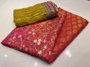 Tendances par Cp Luxury Pure Jamawar Banarsi Shirt Trouser Prêt à Porter Dupatta 3 Pc Unstitched Ladies Suits Formal Wear Anarkali - Product Image 2