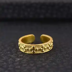 unique Design <b>Boho</b> Pattern Band <b>Ring</b> Tribal Brass <b>Rings</b> Women 18k Gold Plated Vintage Dots Geometric <b>Ring</b> for Wholesale/OEM/ODM - Product Image 1