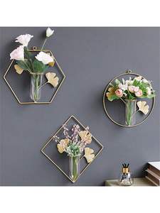 Vase mural minimaliste moderne nordique Tube à essai géométrique en fer et verre Art déco décor à la maison dans le style nordique Ins léger - Product Image 6