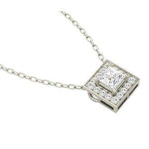 Pendentif CLARA en argent sterling 925 plaqué rhodium, coupe princesse, forme géométrique, cadeau pour femmes et filles avec chaîne - Product Image 3