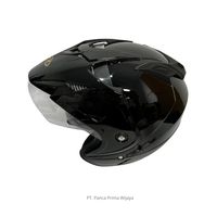 Casque de moto demi-visage CRX de haute qualité, noir brillant, visière standard, ABS, certifié SNI, casque de sécurité pour adultes